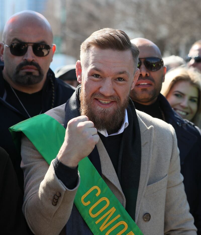 Conor McGregor joins the St Patrick’s Day Parade in Chicago. Photograph: Brian Lawless/PA Wire