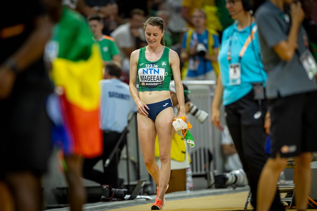 Ciara Mageean after the 1,500m final at the World Athletics Championships in Budapest. Photograph: Morgan Treacy/Inpho