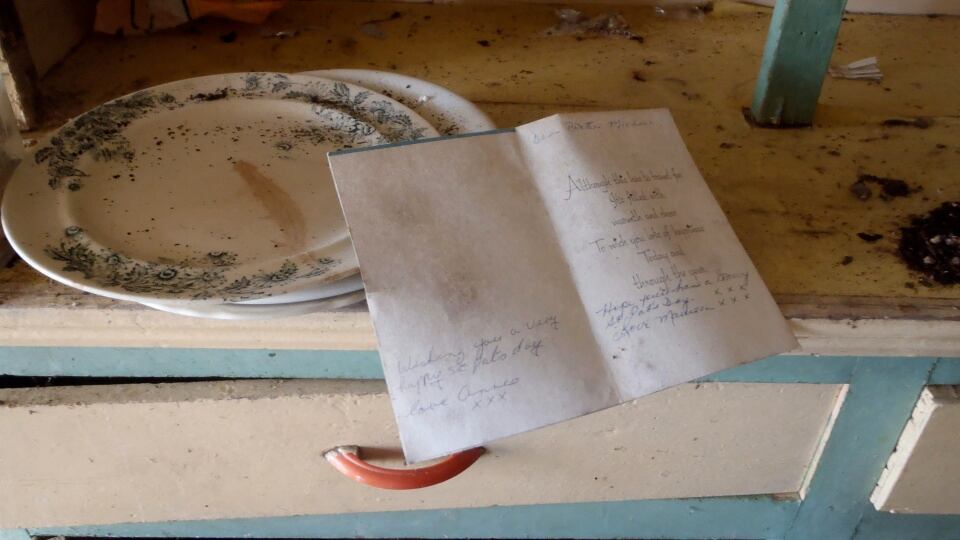 A St Patrick's Day card from the US. The text reads: "Dear Brother Michael. Hope you'll have a groovy St Pat's day. xxx. Love Maureen xxx. Wishing you a very happy St Pat's day. Love Anne. xxx." Photograph: Gary Quinn