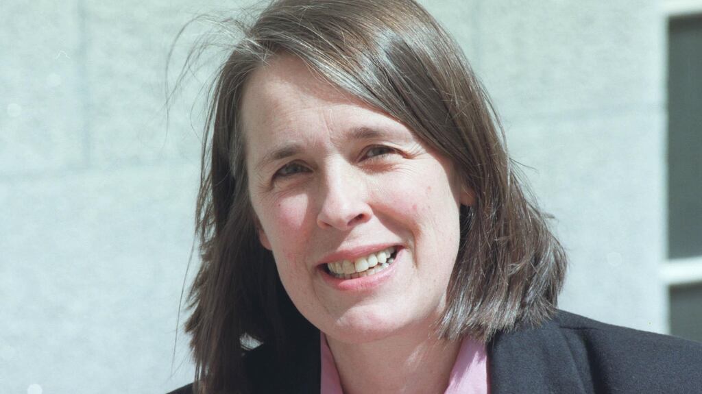 Chief Justice Susan Denham pictured in 1996 presenting a report on legislative reform to the then government, and earlier this week presenting the annual report of the Courts Service. Photographs: Pat Langan Garreth Chaney Collins