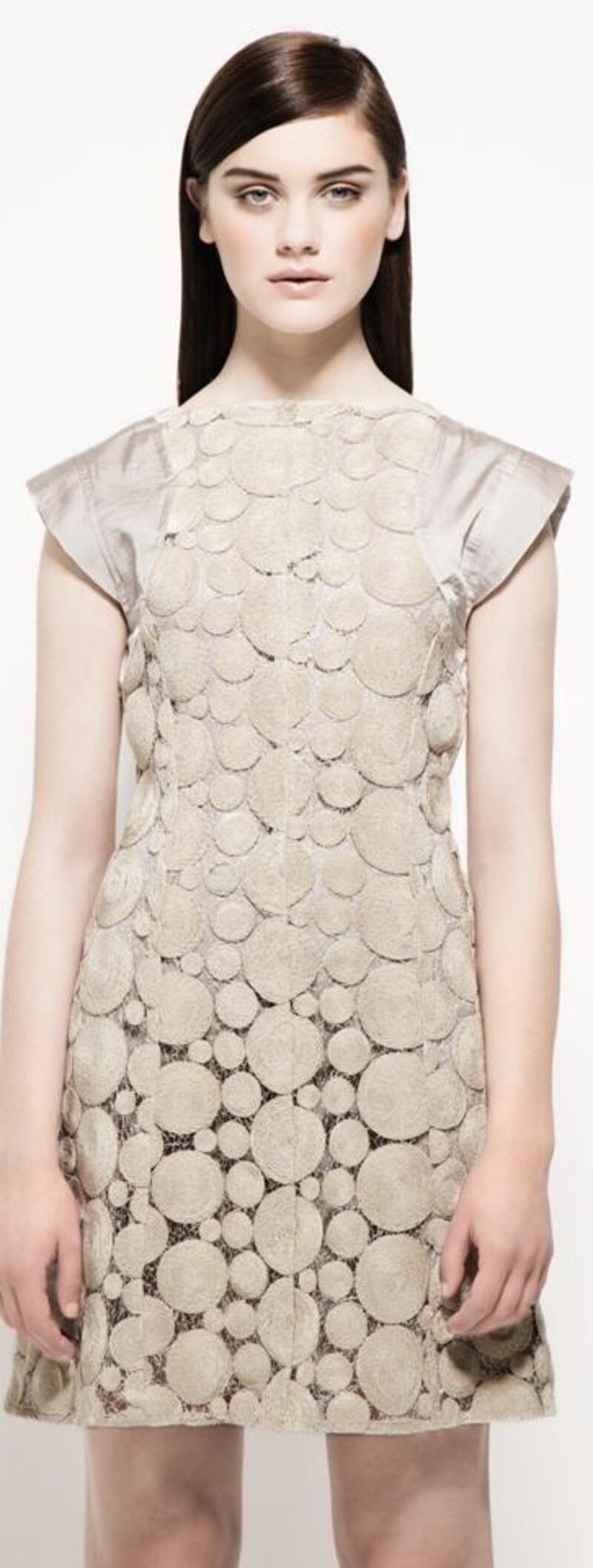 Sand circle coloured lace dress, e219. Photograph Barry McCall