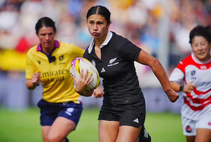 New Zealand's Braxton Sorensen-McGee runs in to score a try against Japan at Sandy Park, Exeter. Photograph: Ben Birchall/PA Wire