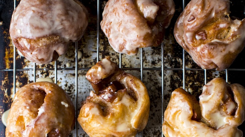 Maple glazed apple fritters