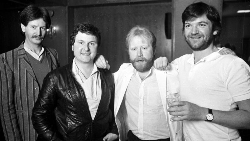 Liam Reilly, second right, immortalised the bus route in the Bagatelle song Summer in Dublin. Photograph: Collins