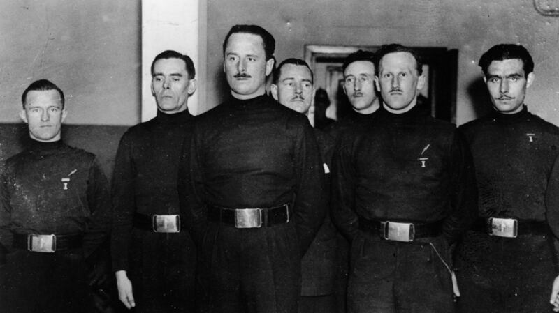 Fascist Oswald Mosley with some of his men, including William Joyce (far left). Photograph: Keystone/Getty Images