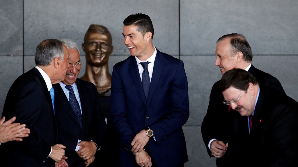 Real Madrid forward Cristiano Ronaldo attends the ceremony to rename Funchal airport as Cristiano Ronaldo Airport in Funchal. Photograph: Rafael Marchante/Reuters