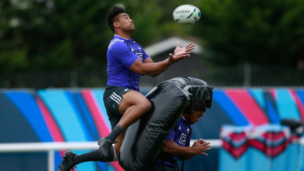Julian Savea collects a high ball during an All Blacks training session: the player had to put in long hours to improve his aerial ability. Photograph: Phil Walter/Getty Images