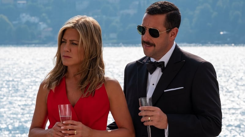 Jennifer Aniston and Adam Sandler in Murder Mystery. Photograph: Netflix