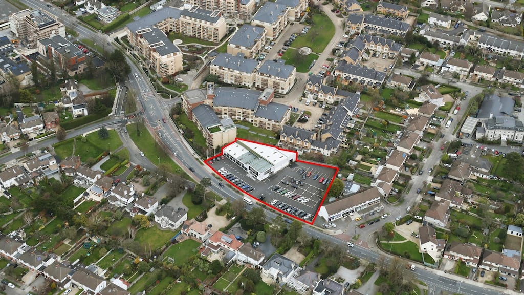 An aerial view of the Goatstown Road site. The property is zoned for residential development.