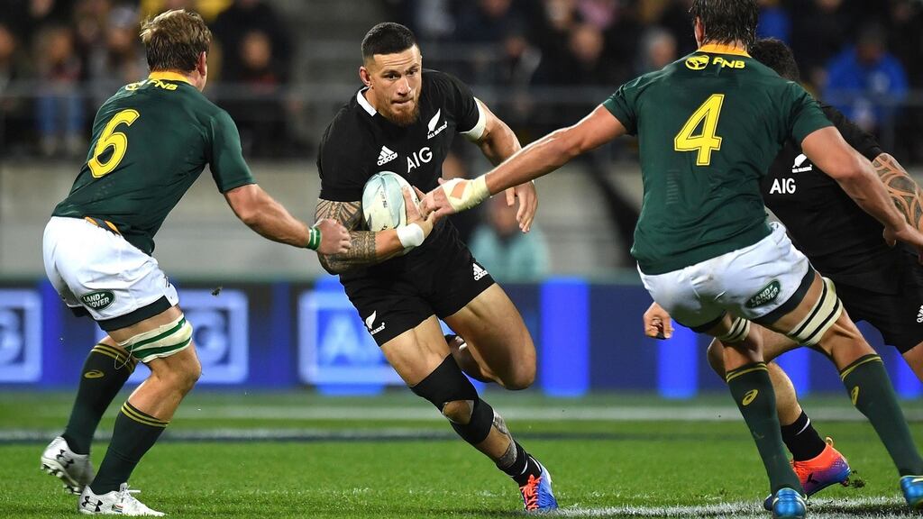New Zealand’s Sonny Bill Williams in action during the Rugby Championship draw with the Springboks. Photograph: Marty Melville/AFP/Getty