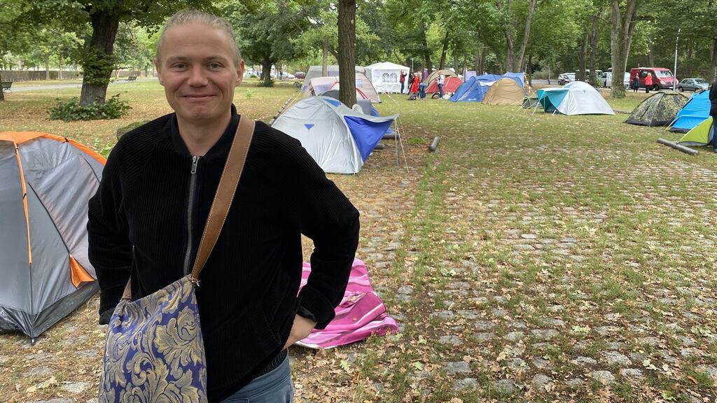 Andre Morgenstern, a 39-year-old Berlin musician and protester against coronavirus restrictions. Photograph: Derek Scally