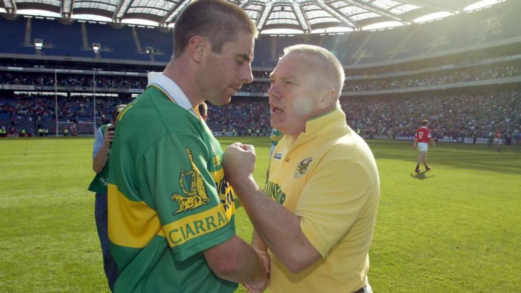 Being congratulated by Páidí Ó Sé after the 2002 All-Ireland semi-final. When Páidí managed Kerry, he knew exactly what to do to me. Photograph: Morgan Treacy/Inpho