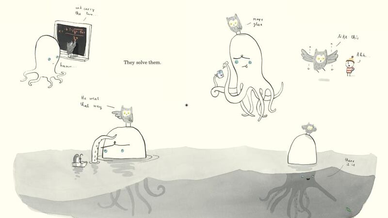 O: Onward, an illustration from Once Upon an Alphabet by Oliver Jeffers, winner of the 25th CBI Book of the Year Award and  the Children’s Choice award