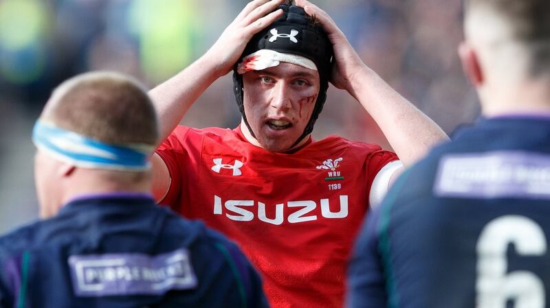 Adam Beard of Wales in action during the Six Nations victory over Scotland. Photograph: Robert Perry/EPA