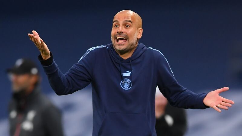 Pep Guardiola saw his Mancester City side beat Liverpool 4-0 on Thursday night. Photograph: Laurence Griffiths/AFP/Getty