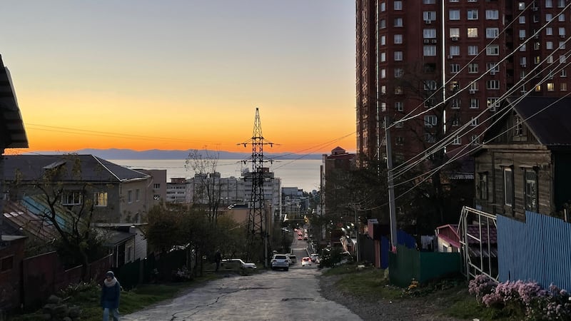 New and Soviet-era buildings and infrastructure sit side-by-side in Vladivostok, on Russia’s Pacific coast, where development has been chaotic and plagued by corruption. Photograph: Daniel McLaughlin