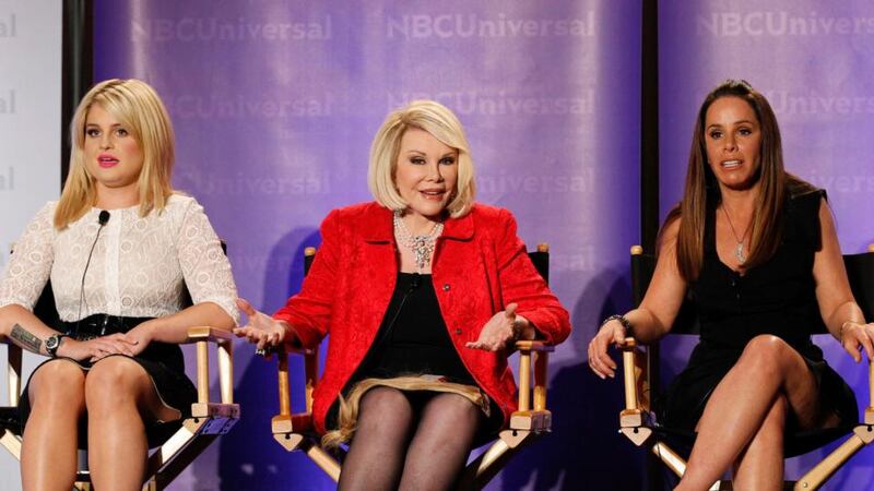 Joan Rivers (C), her daughter Melissa (R) and Kelly Osbourne at a panel for the television show “Fashion Police” during the Television Critics Association summer press tour in Pasadena, California, in 2011. Photograph: Mario Anzuoni/Files/Reuters.
