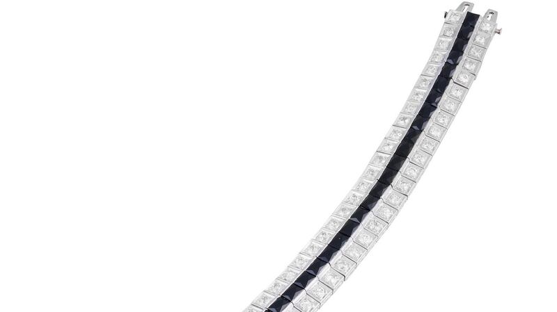 Art deco onyx and diamond bracelet