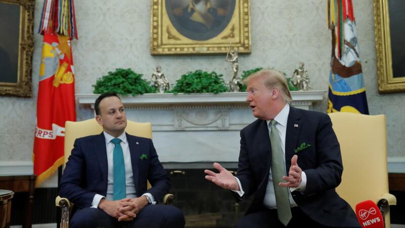 US president Donald Trump speaks while meeting with Taoiseach Leo Varadkar in the Oval Office of the White House in Washington on March 14th. Photograph: Jim Young/Reuters