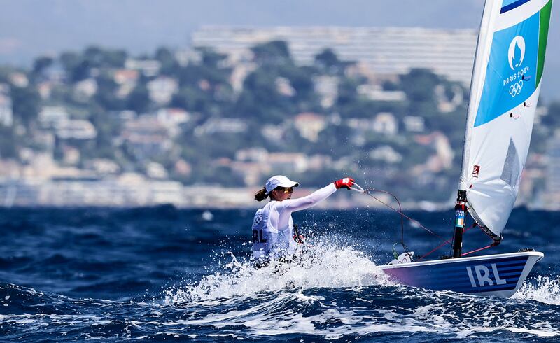 Eve McMahon taking part in the women's dinghy in Marseille. Photograph: David Brannigan/Oceansport/Inpho
