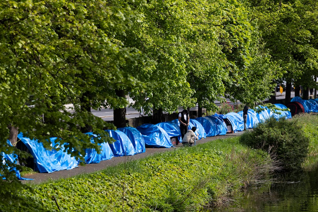 Tents along the Grand Canal in Dublin City Centre. Photograph: Sam Boal/Collins