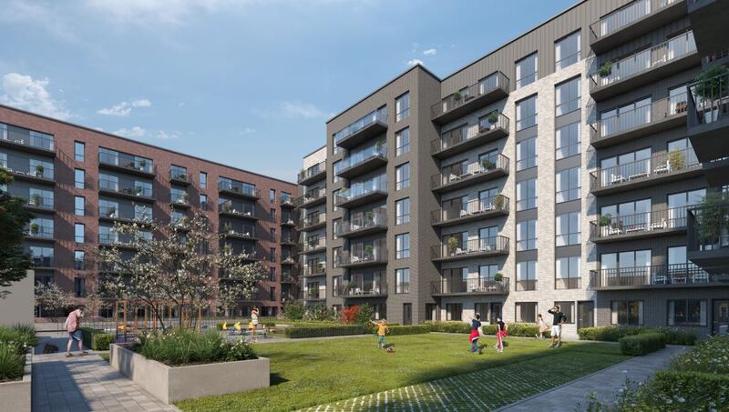 Computer-generated image of the Glen Abbey strategic housing development in Cookstown, west Dublin: Irish Wahar has withdrawn its certificate of feasibility. Image: Glen Abbey Complex SHD