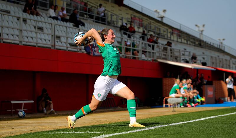 Megan Campbell in action for Ireland during the international friendly against China in Cadiz, Spain. She was released by former club Liverpool at the end of the season. Photograph: Photograph: Ryan Byrne/Inpho