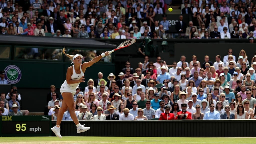 Angelique Kerber beat Venus Williams 6-4 6-4 to win a place in the Wimbledon final against Serena Williams. Photograph: Adam Davy/PA Wire.