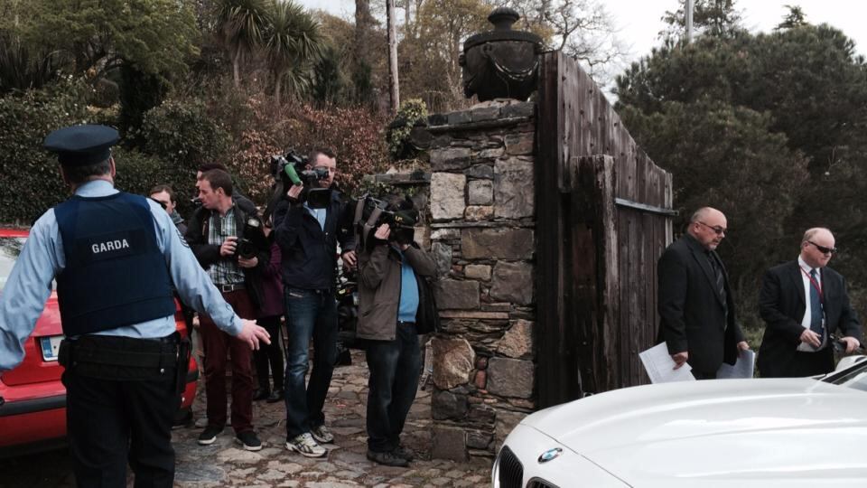 Receivers-appointed by Bank of Ireland (far right) are seen entering Gorse Hill to take possession of the property shortly before 1pm on Wednesday. Photograph: Tim O’Brien