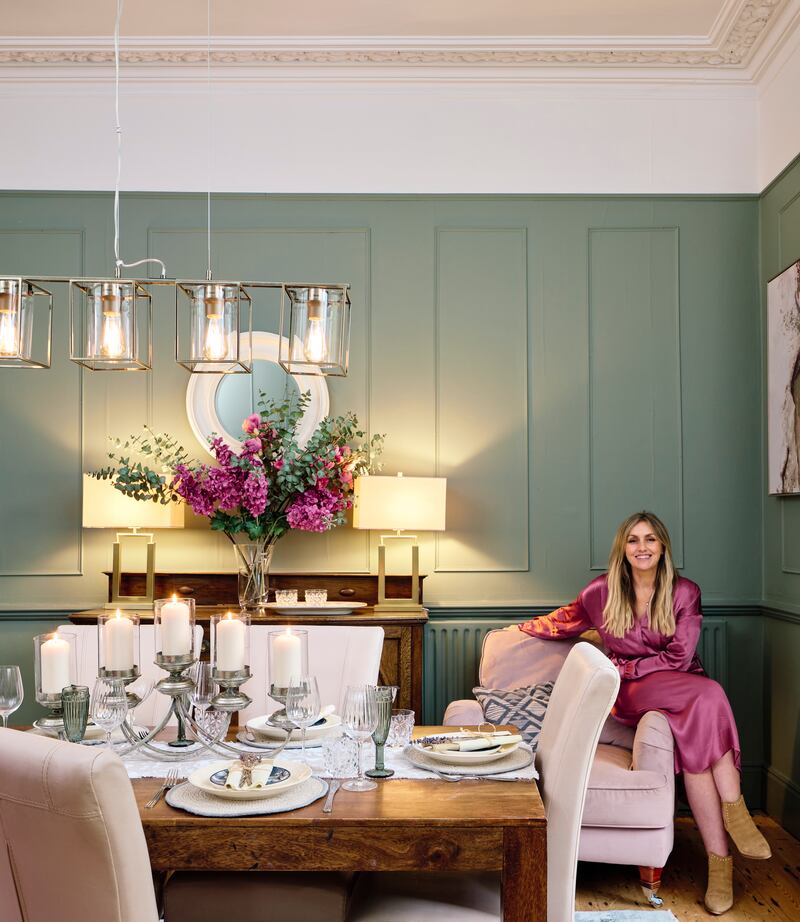 Having collected several charity shop pieces over the years, Aoife pulled it all together with touches of blush pink