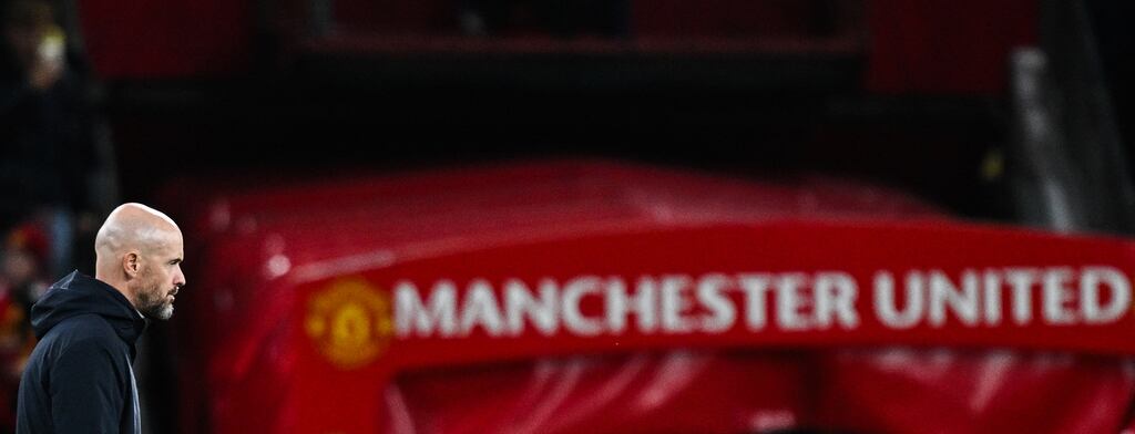 Manchester United's Dutch manager Erik ten Hag reacts after defeat to Newcastle in the Carabao Cup. Photograph: Paul Ellis/AFP via Getty Images