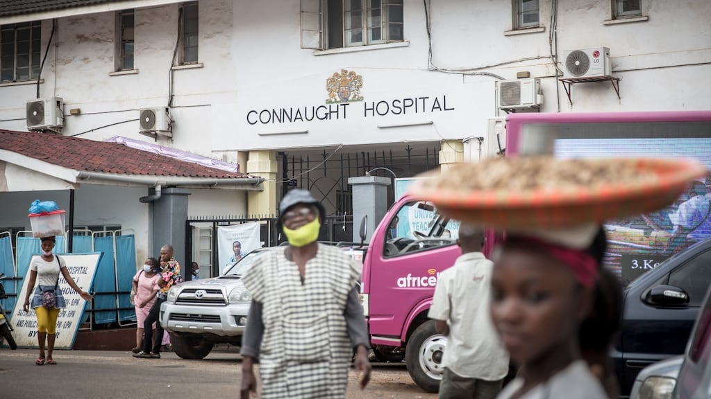 Connaught Hospital in central Freetown. It is one of the first places Covid-19 patients go to get help. Photograph:  Sally Hayden