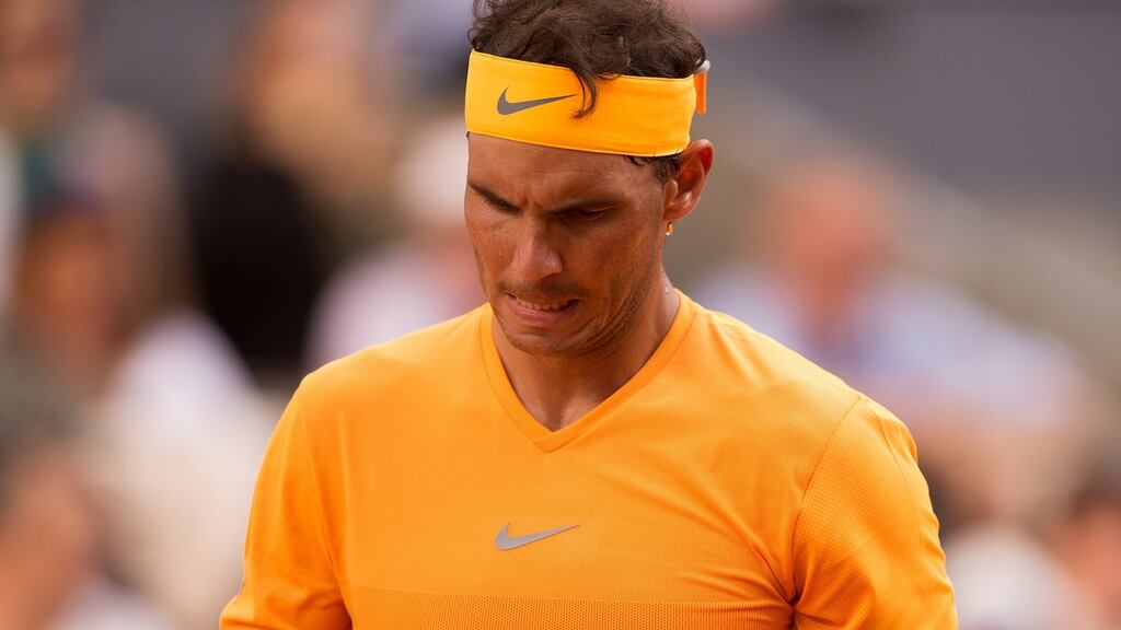 Rafael Nadal during his match against Dominic Thiem at the Caja Magica in Madrid, Spain. Photograph: Denis Doyle/Getty Images