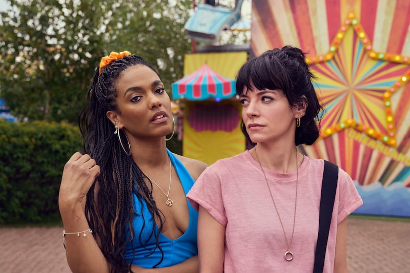 Freema Agyeman and Lily Allen in Dreamland. Photograph: Natalie Seery/Sky UK