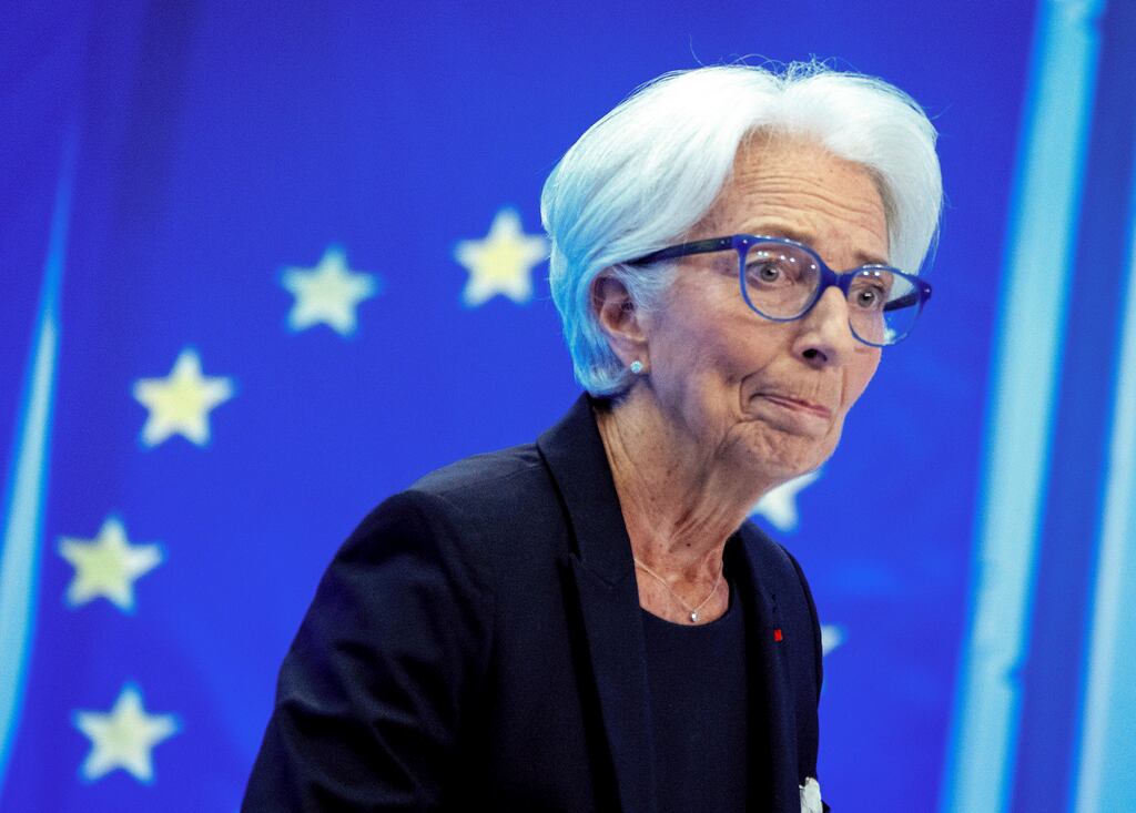 Markets priced out some rate hikes last week after ECB chief Christine Lagarde provided a sombre outlook for economic growth. File photograph: PA