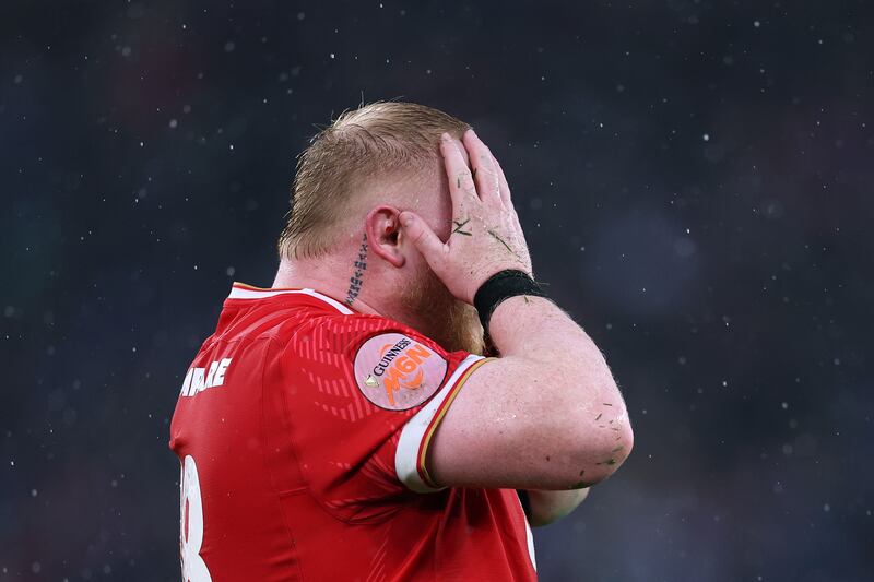 Wales prop Keiron Assiratti after their defeat during to Italy on Saturday. Photograph: Ryan Pierse/Getty Images