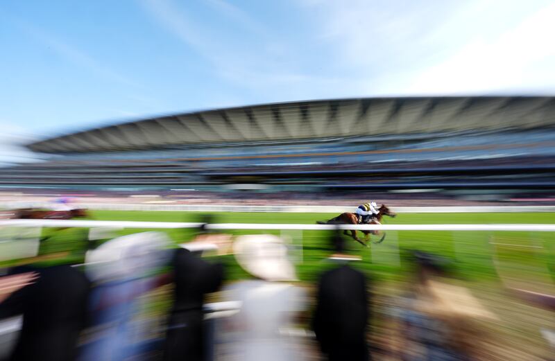 Sober, ridden by Ryan Moore, on their way to winning the Queen Alexandra Stakes at Royal Ascot on Saturday. Photograph: David Davies/PA Wire