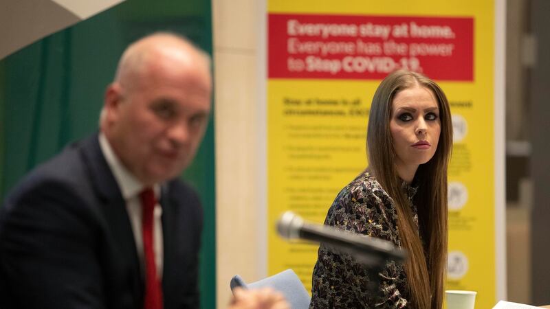 Dr Heather Burns, Deputy Chief Medical Officer, Department of Health, pictured with CMO Dr Tony Holohan at the Department of Health on Monday evening. Photograph: Colin Keegan/Collins Dublin