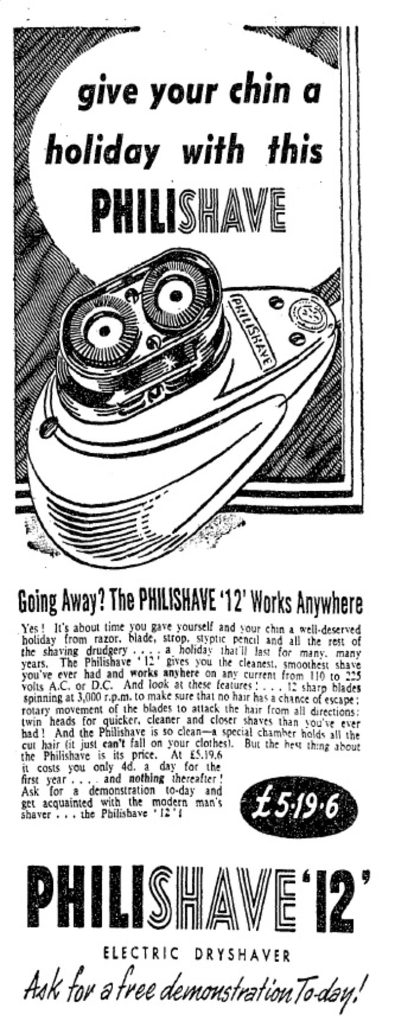 Give your chin a holiday (July 3rd, 1953)