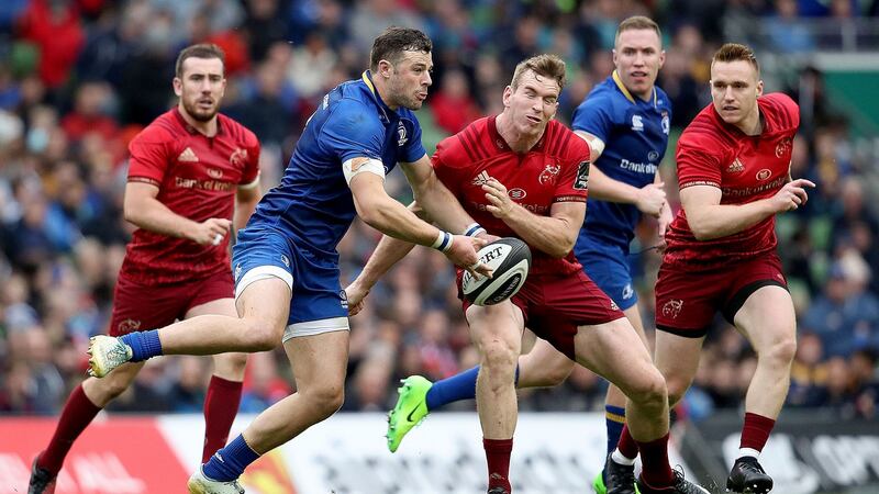 Robbie Henshaw will have benefitted hugely from getting a game under his belt but not from taking a huge hit from Chris Farrell. Photo: Dan Sheridan/Inpho