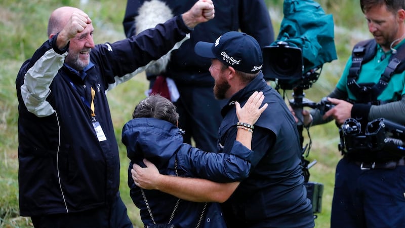 British Open champion Shane Lowry celebrates with mother Bridget and father Brendan. Photograph:  Kevin C Cox/Getty Images
