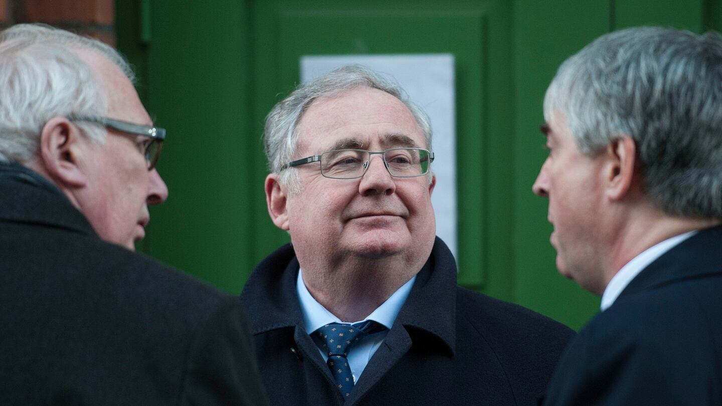 Former Labour Party leader Pat Rabbitte queues to pay his respects to the late Adrian Hardiman. Photograph: Dave Meehan/The Irish Times