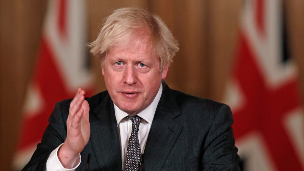 Prime minister Boris Johnson speaking in  Downing Street following the tightening of England’s Covid-19 tiers. Photograph: PA Photo
