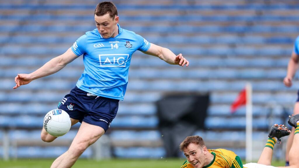 Dublin’s Con O’Callaghan scores a goal during the Allianz Football League Division 1 South game at Semple Stadium in Thurles. Photograph: Gary Carr/Inpho