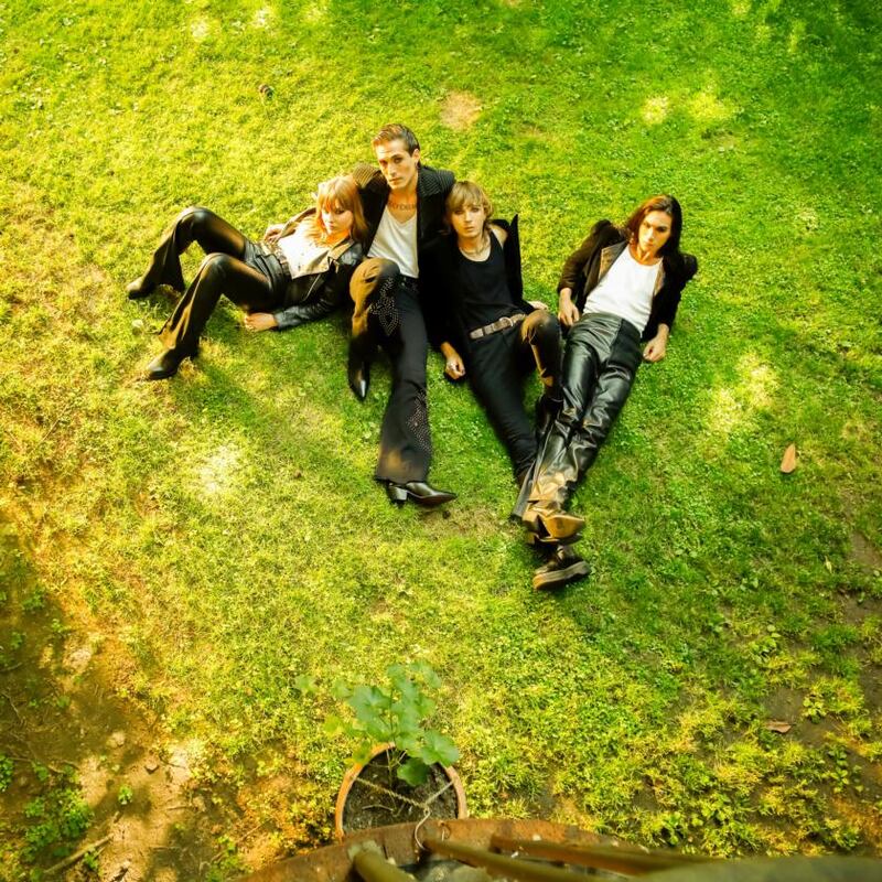 Maneskin: ‘For us,’ says De Angelis (far left), ‘music is passion, fun, something that lets us blow off steam.’ Photograph: Valerio Mezzanotti/New York Times