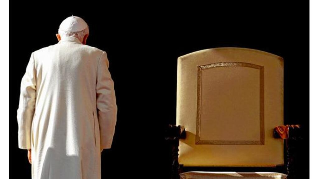 Pope Benedict XVI, who announced his resignation yesterday. His successor is expected to be elected before the end of March. photograph: Reuters/Stefano Rellandini