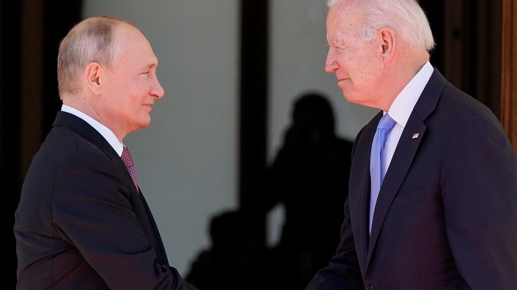 Russian president Vladimir Putin and US president Joe Biden meeting in Geneva last June. Photograph: Patrick Semansky/AP