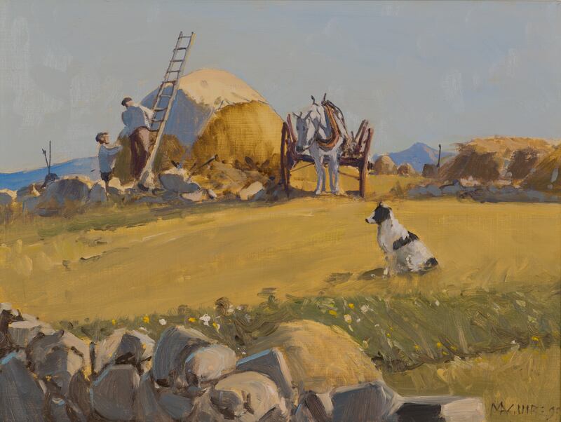 Lifting the Hay, Roundstone (€4,800-€6.500) by Cecil Maguire (1930- 2020)