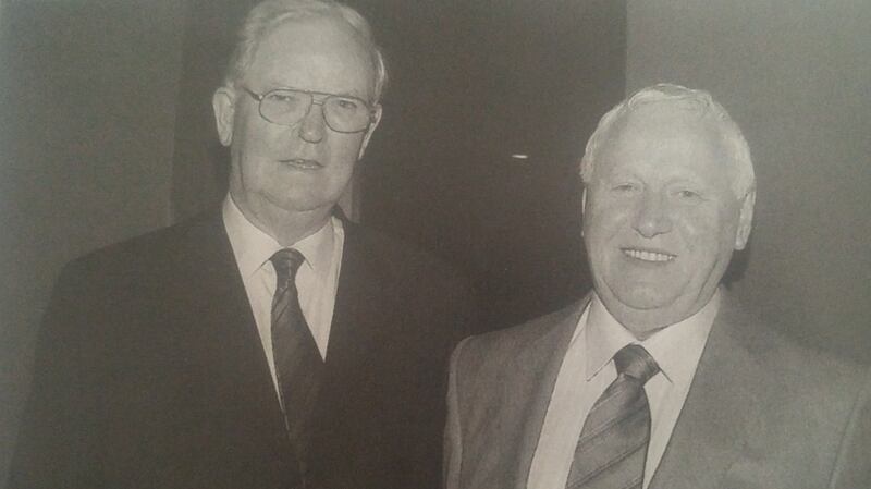 Séamus O’Donnell and Dan O’Neill, two Mayo men who won an All-Ireland playiing for Louth in 1957. Photograph: From ‘Divided Loyalties’, Dan O’Neill’s biography