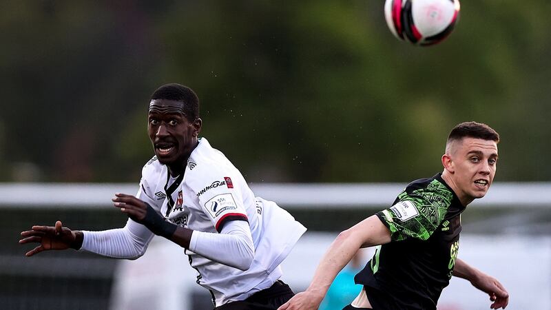 Dundalk’s Wilfried Zahibo in action against Shamrock Rovers in May. Photograph: Tommy Dickson/Inpho